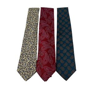 Men's Necktie Lot of‎ 3 100% Silk Paisley Ties Strathmore, Tasso Ella, Luettgens